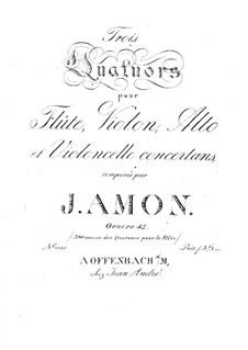 Three Quartets for Flute and Strings, Op.42: Viola part by Johann Andreas Amon