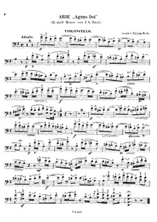 Agnus Dei: For cello and piano – cello part by Johann Sebastian Bach