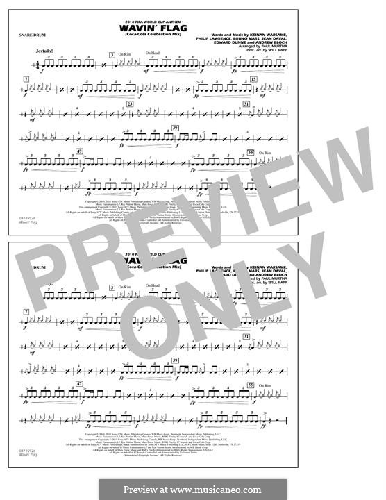 Wavin' Flag (Coca-Cola Celebration Mix) 2010 FIFA World Cup Anthem: Snare Drum part by Jean Daval, Keinan Abdi Warsame, Bruno Mars, Philip Lawrence