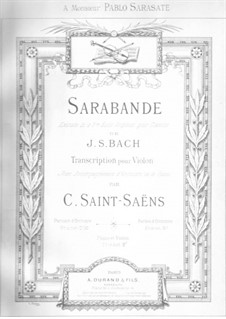 Suite No.3 in G Minor, BWV 808: Sarabande. Version for violin and piano by Johann Sebastian Bach