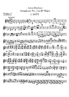 Symphony No.5 in B Flat Major, WAB 105: Violin II part by Anton Bruckner