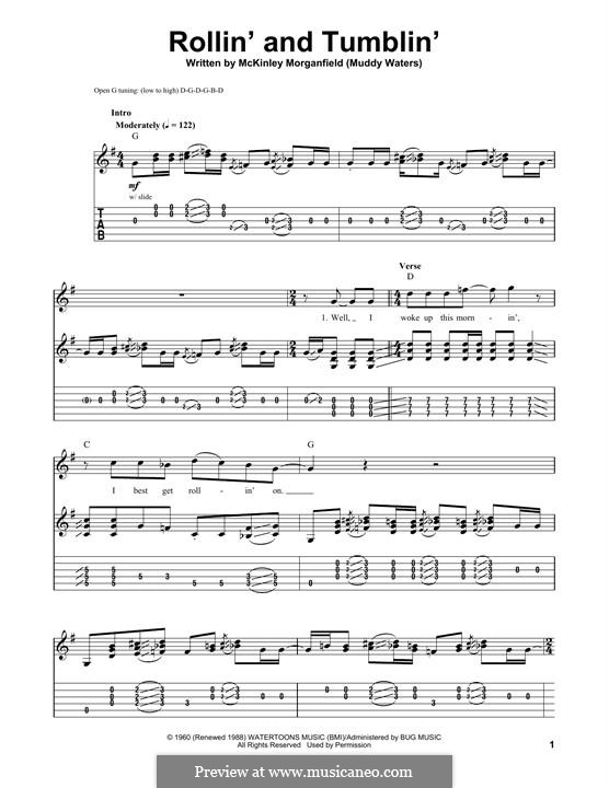 Rollin' and Tumblin' (Cream): For guitar by Muddy Waters