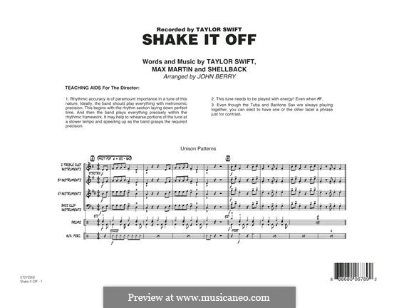 Jazz Ensemble version: Full Score by Shellback, Max Martin, Taylor Swift