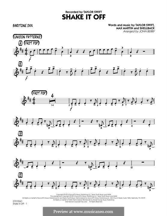 Jazz Ensemble version: Baritone Sax part by Shellback, Max Martin, Taylor Swift