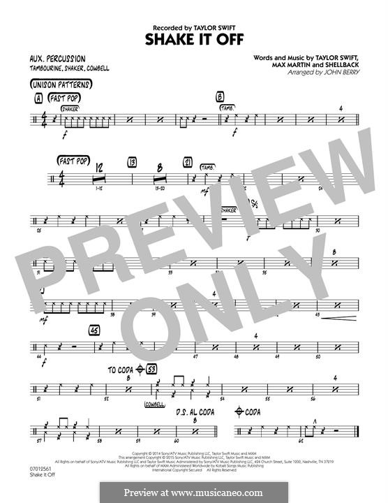 Jazz Ensemble version: Aux Percussion part by Shellback, Max Martin, Taylor Swift