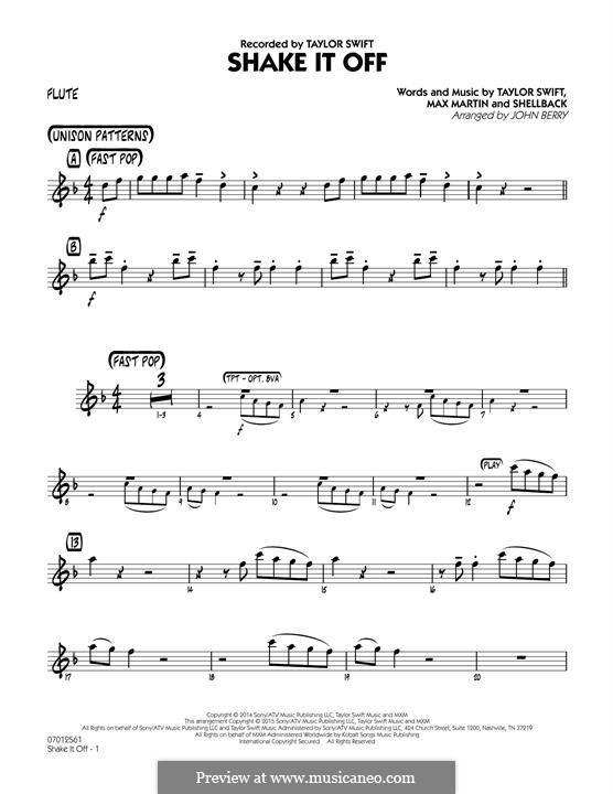 Jazz Ensemble version: Flute part by Shellback, Max Martin, Taylor Swift