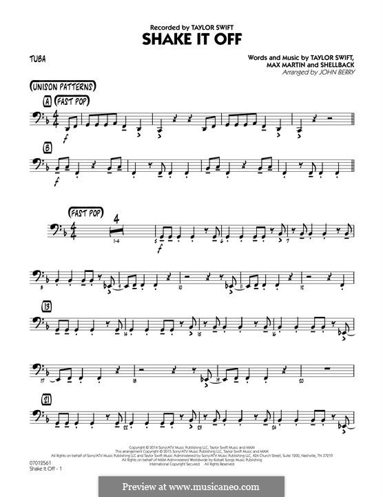 Jazz Ensemble version: Tuba part by Shellback, Max Martin, Taylor Swift