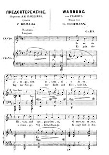 Three Poems, Op.119: No.2 Warnung (Prends garde) by Robert Schumann