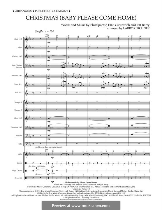 Christmas (Baby Please Come Home) arr. Larry Kerchner: Full Score by Ellie Greenwich, Jeff Barry, Phil Spector