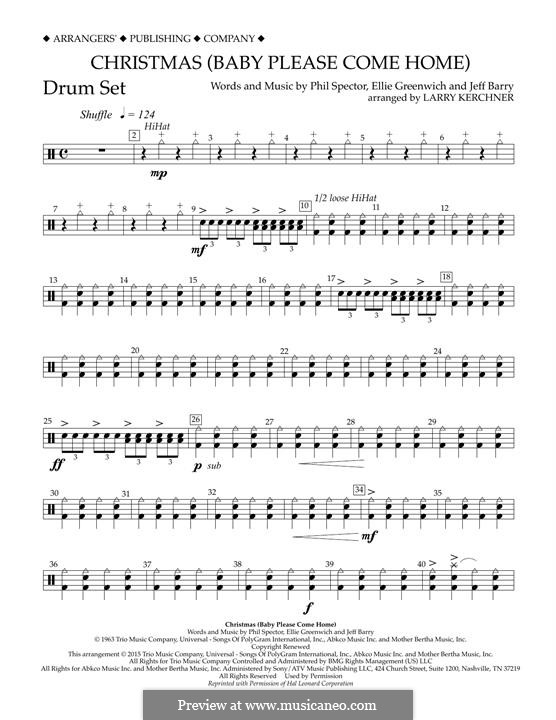 Christmas (Baby Please Come Home) arr. Larry Kerchner: Drum Set part by Ellie Greenwich, Jeff Barry, Phil Spector