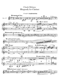 Rhapsody No.1 in G Flat Major, L.116: Clarinets parts by Claude Debussy