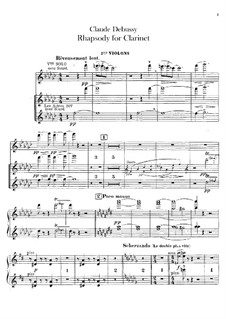 Rhapsody No.1 in G Flat Major, L.116: Violins I part by Claude Debussy