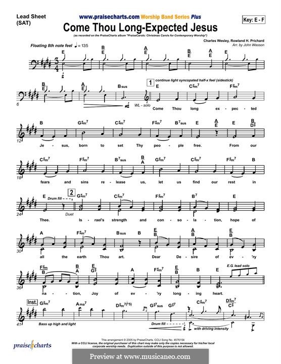Come, Thou Long-Expected Jesus: For keyboard by Rowland Huw Prichard
