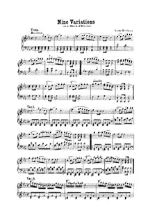 Nine Variations on March by Dressler, WoO 63: For piano by Ludwig van Beethoven