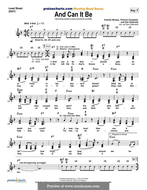 And Can It Be That I Should Gain: For keyboard by Thomas Campbell