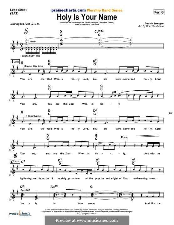 Holy Is Your Name by D. Jernigan - sheet music on MusicaNeo