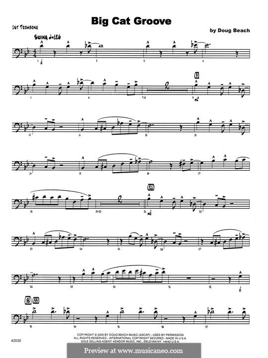 Big Cat Groove: 1st Trombone part by Doug Beach