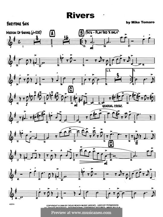 Rivers: Eb Baritone Saxophone part by Mike Tomaro