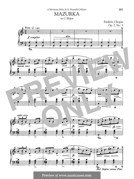 Mazurkas, Op.7: No.5 in C Major by Frédéric Chopin