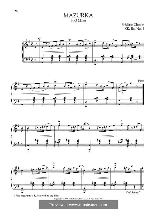 Mazurka in G Major, B.16 KK IIa/2: For piano by Frédéric Chopin