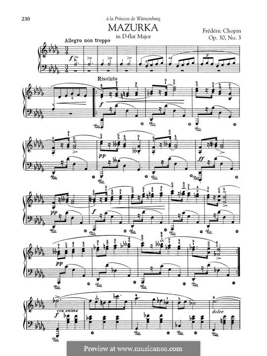 Mazurkas, Op.30: No.3 in D Flat Major by Frédéric Chopin