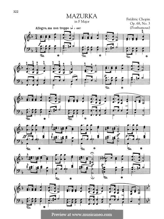 Mazurkas, Op. posth.68: No.3 in F Major by Frédéric Chopin
