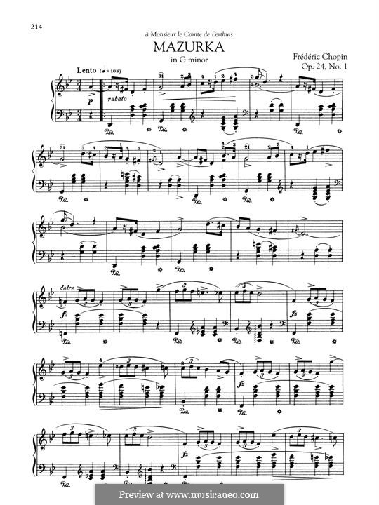 Mazurkas, Op.24: No.1 in G Minor by Frédéric Chopin