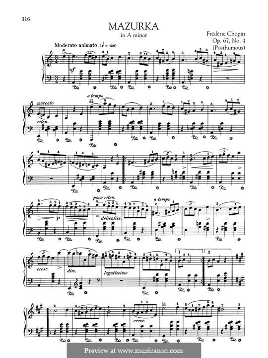 Mazurkas, Op. posth.67: No.4 in A Minor by Frédéric Chopin