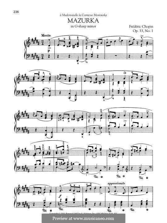 Mazurkas, Op.33: No.1 in G Sharp Minor by Frédéric Chopin