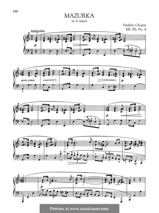 Mazurka in A Minor, B.134 KK IIb/4: For piano by Frédéric Chopin