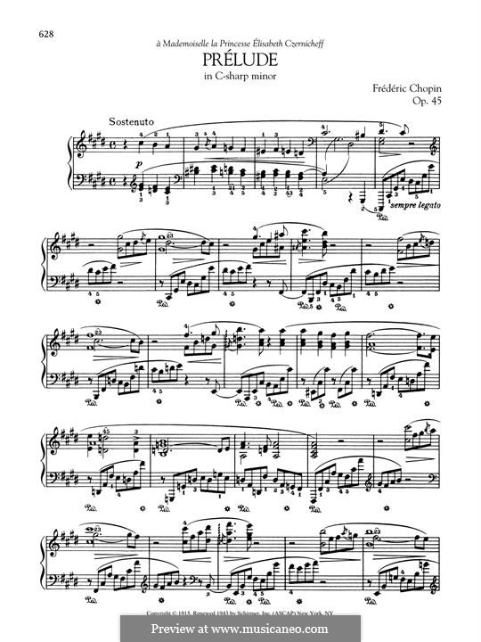 Prelude in C Sharp Minor, Op.45: For piano by Frédéric Chopin