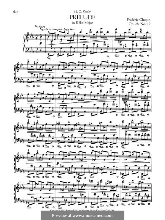 No.19 in E Flat Major: For piano by Frédéric Chopin