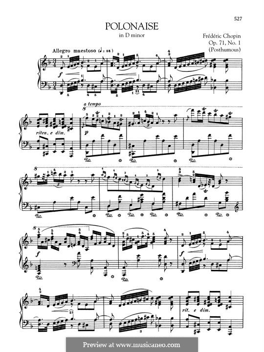 Polonaises, Op. posth.71: No.1 in D Minor by Frédéric Chopin