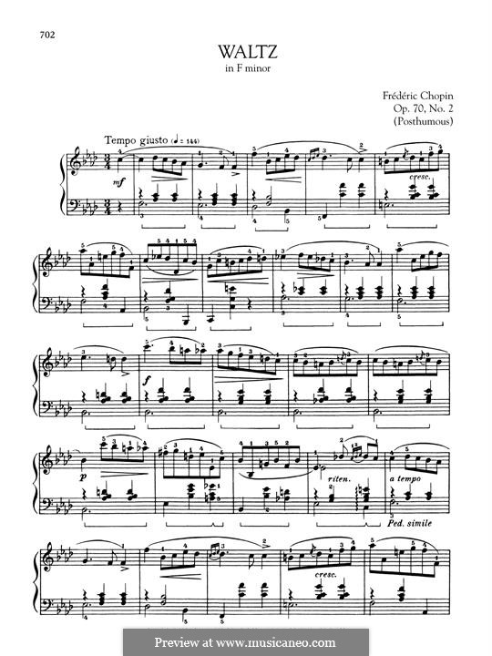 Waltzes, Op. posth.70: No.2 in F Minor by Frédéric Chopin