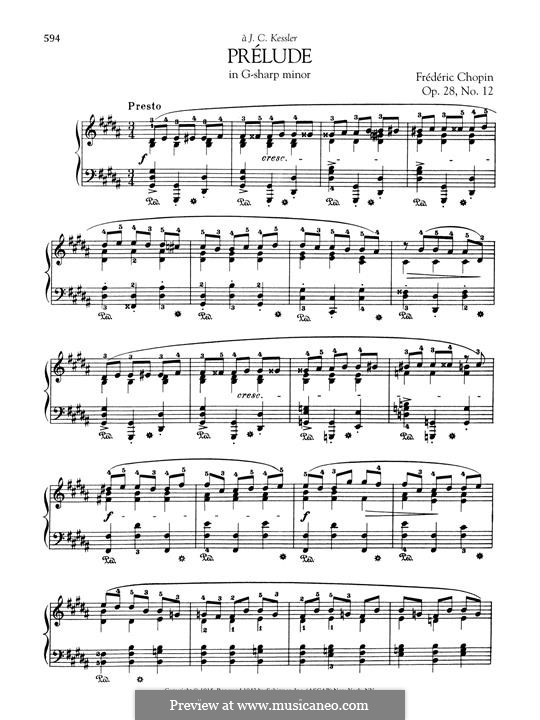 No.12 in G Sharp Minor: For piano by Frédéric Chopin