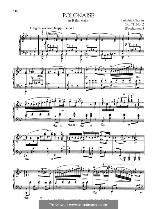 Polonaises, Op. posth.71: No.2 in B Flat Major by Frédéric Chopin