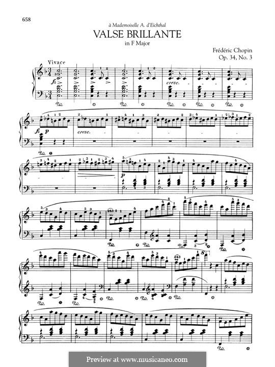 Waltzes, Op.34: No.3 in F Major by Frédéric Chopin