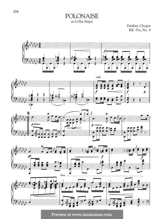 Polonaise in G Flat Major, B.36 KK IVa/8: For piano by Frédéric Chopin