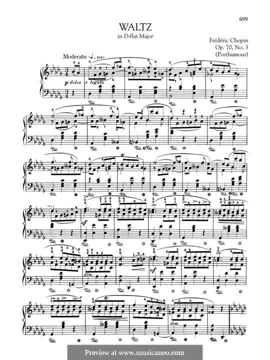 Waltzes, Op. posth.70: No.3 in D Flat Major by Frédéric Chopin