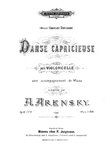 Two Pieces for Cello and Piano, Op.12: No.2 Capriccioso Dance by Anton Arensky