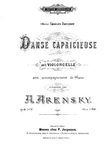 Two Pieces for Cello and Piano, Op.12: No.2 Capriccioso Dance – solo part by Anton Arensky