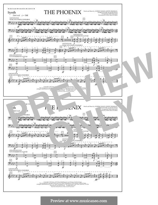 The Phoenix (Fall Out Boy): Synthesizer part by Andrew Hurley, Joseph Trohman, Patrick Stump, Peter Wentz