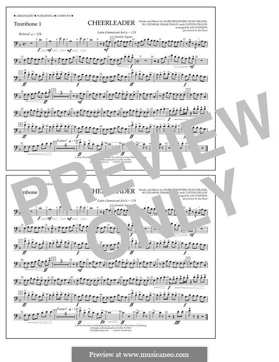 Cheerleader (arr. Jay Dawson): Trombone 1 part by Clifton Dillon, Mark Antonio Bradford, Omar Samuel Pasley, Ryan Dillon, Sly Dunbar