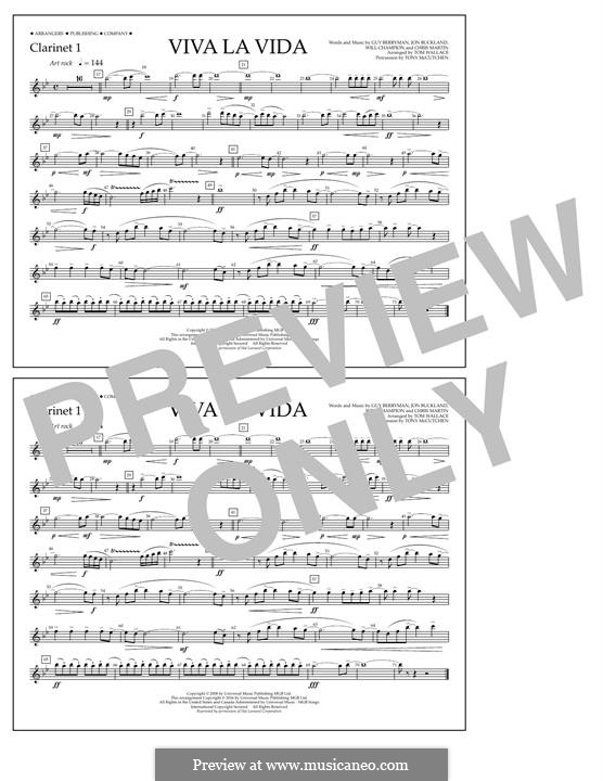 Marching Band by Tom Wallace: Clarinet 1 part by Chris Martin, Guy Berryman, Jonny Buckland, Will Champion