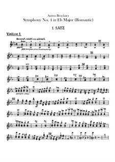 Symphony No.4 in E Flat Major 'Romantic', WAB 104: Violin I part by Anton Bruckner