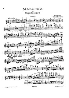 Mazurkas, Op. posth.67: No.3, for violin and piano – violin part by Frédéric Chopin