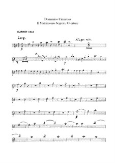 The Secret Marriage: Overture – Clarinets I-II Parts by Domenico Cimarosa