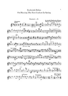 On Hearing the First Cuckoo in Spring: Clarinet part by Frederick Delius