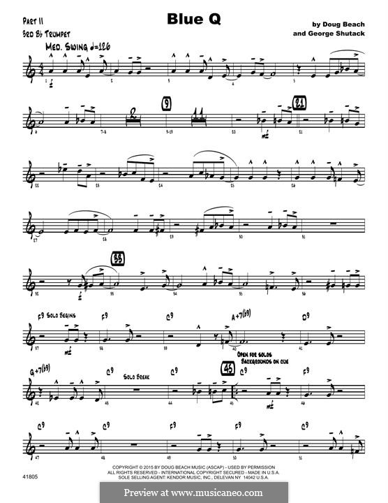 Blue Q: 3rd Bb Trumpet part by Doug Beach