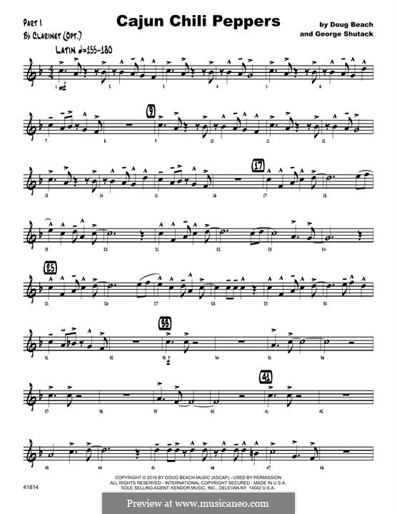 Cajun Chili Peppers: Bb Clarinet part by George Shutack